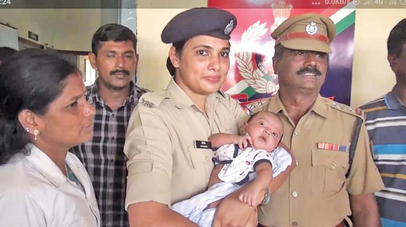 The baby which was  rescued from a first class compartment of a  local train on Friday. (Image DC)