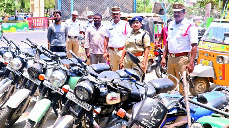 12 bikes seized for violating noise regulations in Guntur