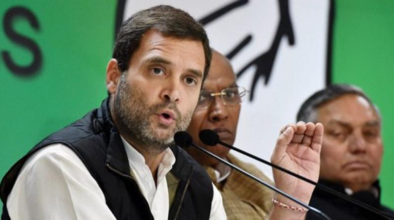 Congress Vice President, Rahul Gandhi addressing a press conference on demonetisation at AICC in New Delhi on Wednesday. (Photo: PTI)
