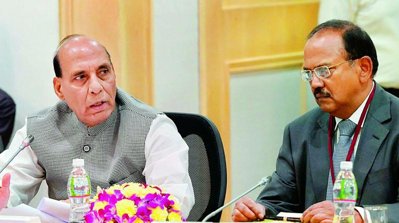 Minister Rajnath Singh reviewing security issues related with Left Wing Extremism on Monday. (Photo: PTI)