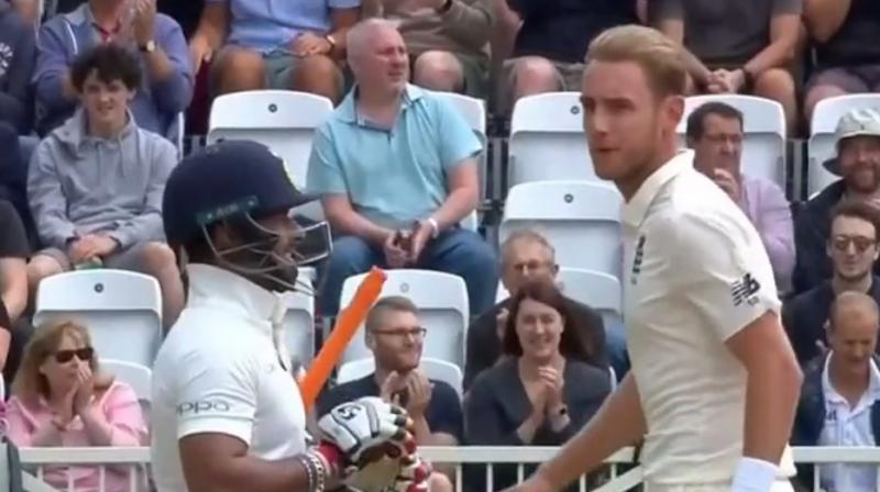 After dismissing him on Day 2 of the third England versus India Test, Stuart Broad had a go at young Indian Test debutant Rishabh Pant. (Photo: Screengrab)
