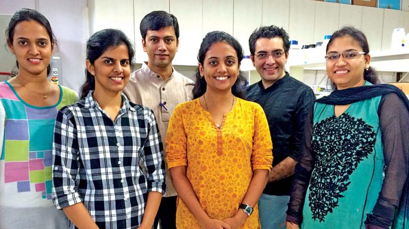 Team of Indian researchers who discovered the cause for preterm birth (From left to right) Manalee Surve, Anjali Anil, Prof. Anirban Banerjee, Kshama Kamath, Dr. Deepak Modi (NIRRH), Smita Bhutda. (Photo: DC)