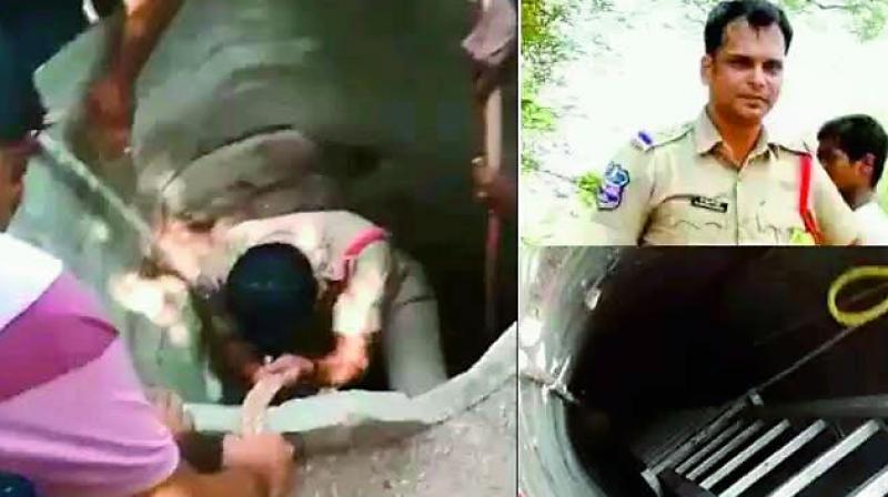 Hyderabad: Police officer climbs down into well twice to save 2