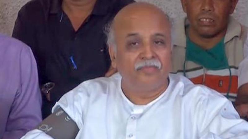 Addressing the media, Togadia moved to tears claiming that efforts have been made to silence his voice and not let him speak on issues like the Ram temple, farmers welfare schemes and the law on cow slaughter. (Photo: ANI)