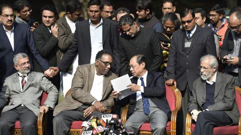 The four judges were aggrieved over the roster system being followed by CJI Misra for selectively allocating cases to some of the junior judges. (Ph
