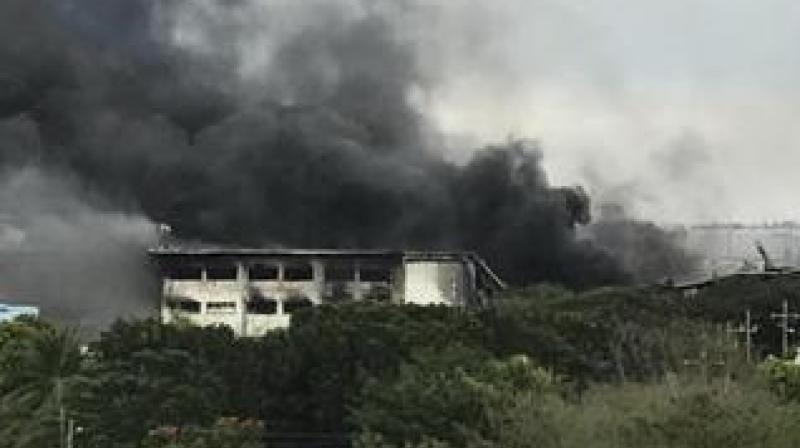 Dark smoke and bad odour in the air after a large stock of rubber tyres caught fire in a factory. (Representational Image)