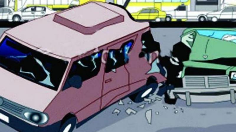Due to over speeding, the vehicle jumped over the road divider and rammed into the car coming in the opposite direction. (Representational Image)