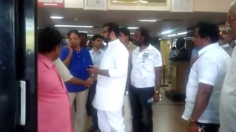 Shanthinagar MLA N.A. Haris visited Mallya Hospital on Wednesday. (Photo:DC)