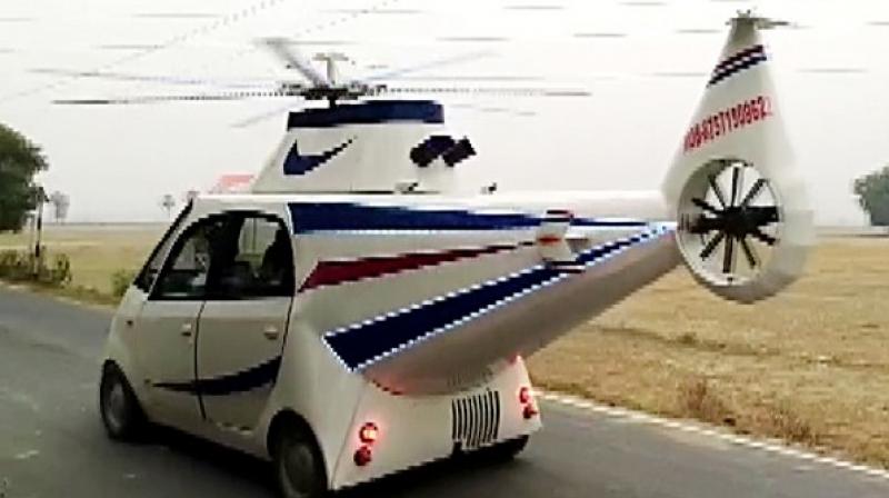 Bihar: 24-year-old turns Tata Nano into a helicopter