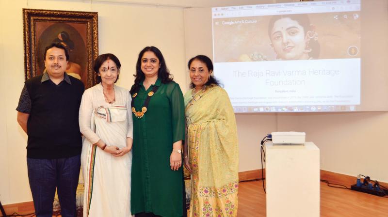Ganesh Shivaswamy, Rukmini Varma, Gitanjali Maini and Usha Balakrishnan at the launch of the Raja Ravi Varma Heritage Foundations collaboration with Google Art and Culture