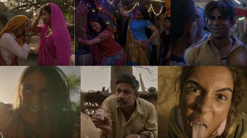 Screengrabs from the trailer of Pataakha.