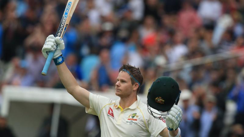 Jeered by a hostile Edgbaston crowd throughout the opening day of the first test, Steve Smiths brilliant 144 dragged his side from a position of peril to the safety of 284 all out, with England 10 for no loss in reply by stumps on Thursday. (Photo:AFP)