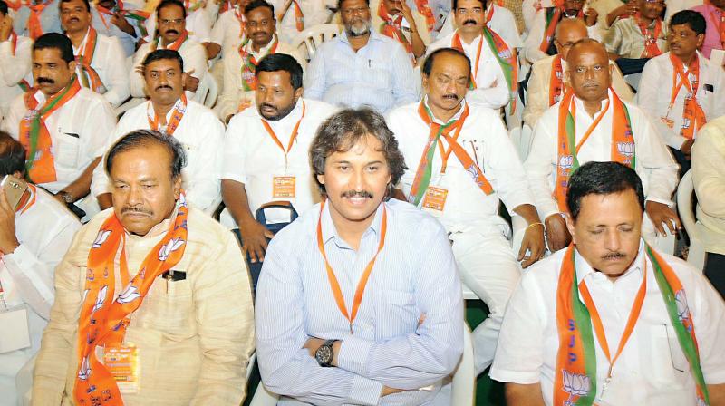 Former Congress leader Kumar Bangarappa, who joined the BJP a few months ago, at the BJP state executive meeting in Mysuru. (Photo: KPN)