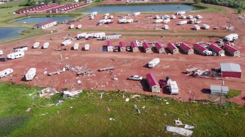 About 20 of the reported 28 injured were staying at the Prairie View RV Park where high winds overturned some campers and damaged mobile homes. (Photo: AP)