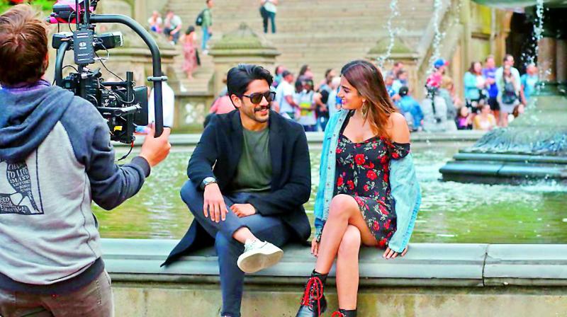 Fresh reports from the unit reveal that the films director Chandoo Mondeti wants to shoot the song on the films lead pair  Chay and Nidhhi.
