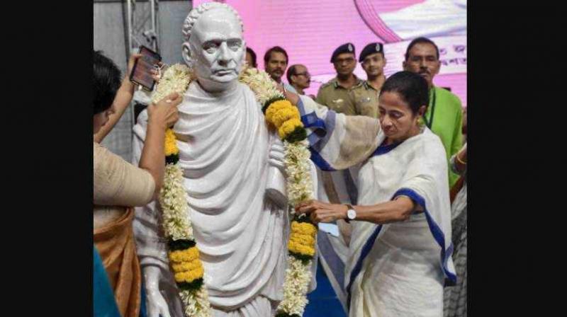 The chief minister was addressing a gathering after launching a year-long celebration to mark the 200th birth anniversary of Vidyasagar from his birthplace at Birsingha. (Photo: PTI)