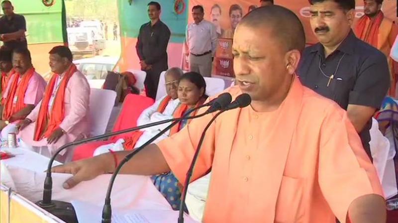 Coming down heavily on the Congress, Adityanath alleged that the country has failed to take giants strides on road to development due to the soft approach of the grand old party towards terrorists and naxalites. (Photo: Twitter/ ANI)