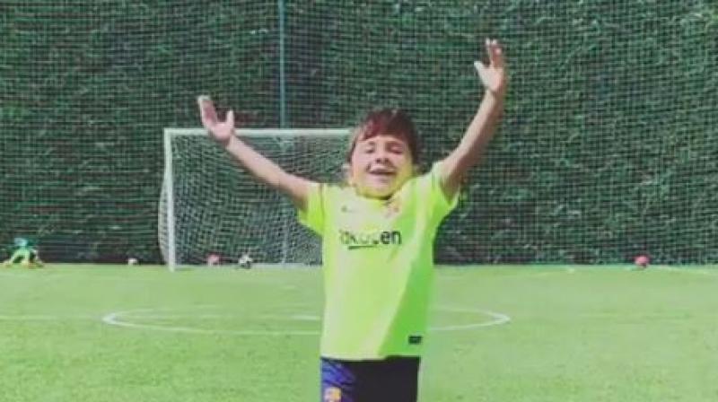 Lionel Messi\s son converts a penalty, celebrates like his father: watch video