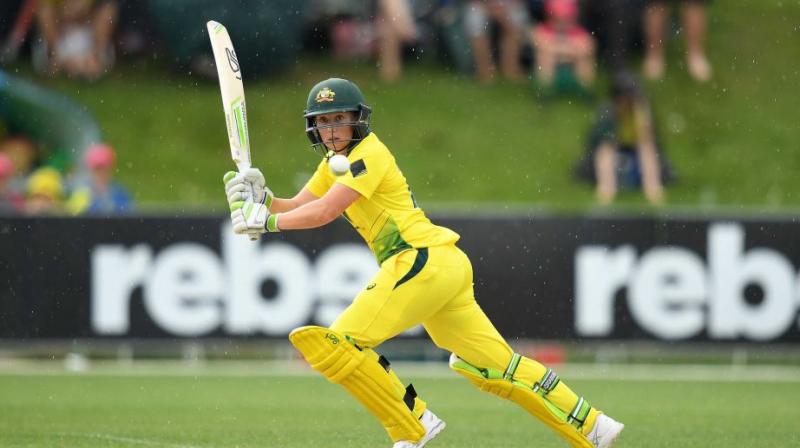 Alyssa Healy reached the world record with a six in the penultimate over, eclipsing teammate Meg Lannings previous mark of 133 not out against England in July. (Photo: AFP)