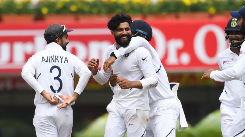 The duo of Hamza and Bavuma put up a much-needed fight for South Africa before Jadeja provided the breakthrough by dismissing Hamza for 62 with a straighter one. (Photo: AFP)