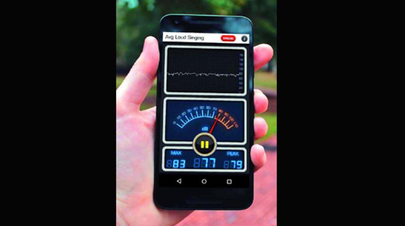 Sound  monitoring app  measures noise levels at  different  surroundings.