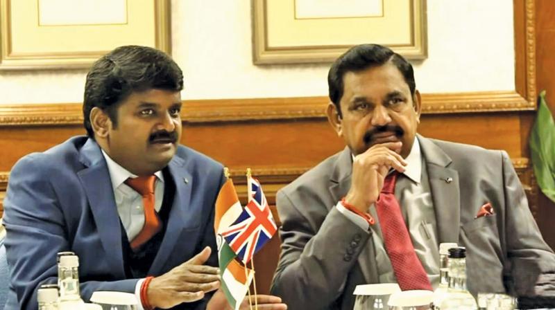 Chief Minister Edappadi K. Palaniswami and health minister Vijayabaskar in London on Thursday.