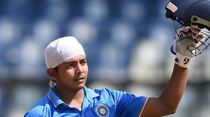 : Young batting sensation Prithvi Shaw has been included in the 16-member squad for the Vijay Hazare Trophy, an inter-state One Day International tournament to be played in Chennai from February 5.(Photo: PTI)