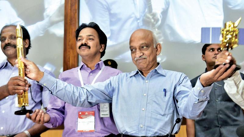 Indian Space Research Organisation (ISRO) chairman A.S. Kiran Kumar speaks during a press conference after the sucesseful launching of a record 104 satellites, including Indias earth observation satellite on-board PSLV-C37/Cartosat2 Series from the spaceport of Sriharikota on Wednesday.	(Photo: AP)