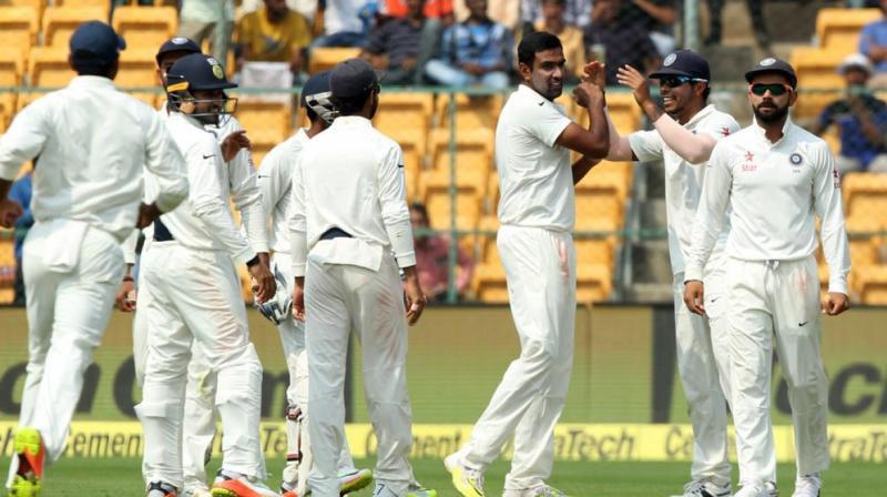 R Ashwin, who bagged his 25th five-wicket haul in his 47th Test, took 6 wickets for 41 runs to set up a thrilling Indian win the Bengaluru Test against the Steve Smith-led Australian side. (Photo: BCCI)