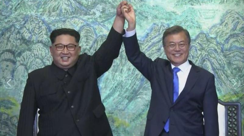 North Korean leader Kim Jong Un with South Korean President Moon Jae-in. (Photo: AP)