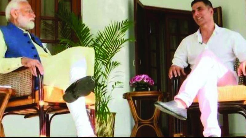 A shot from PM Narendra Modis famous non-political interview with Akshay Kumar earlier this month (Photo: PTI)