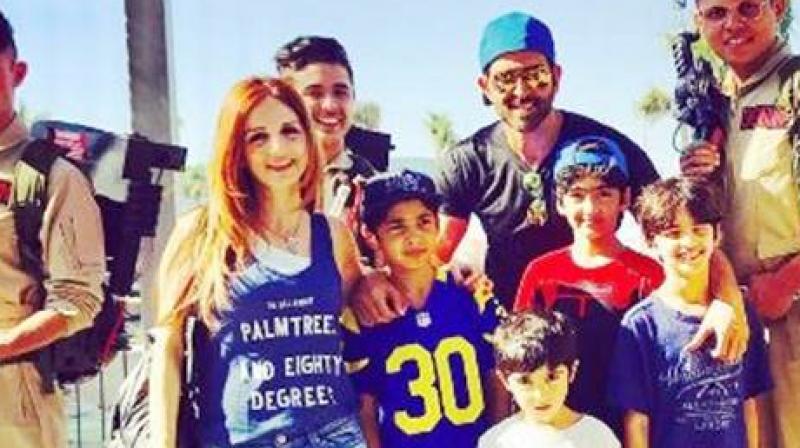 An earlier photo of Hrithik Roshan and Sussane Khan with their kids.