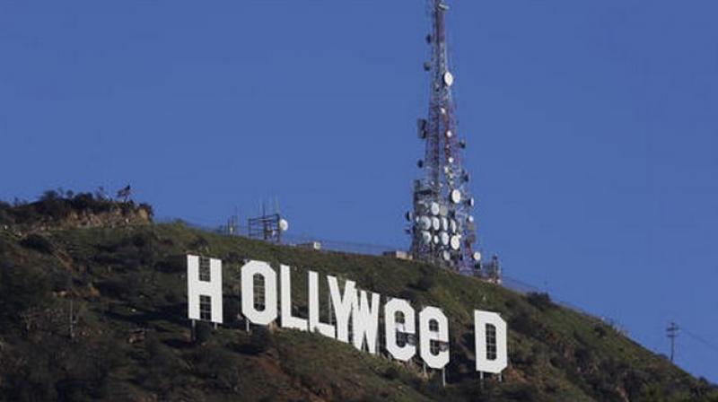 The vandalised sign of Hollywood. (Photo: AP)