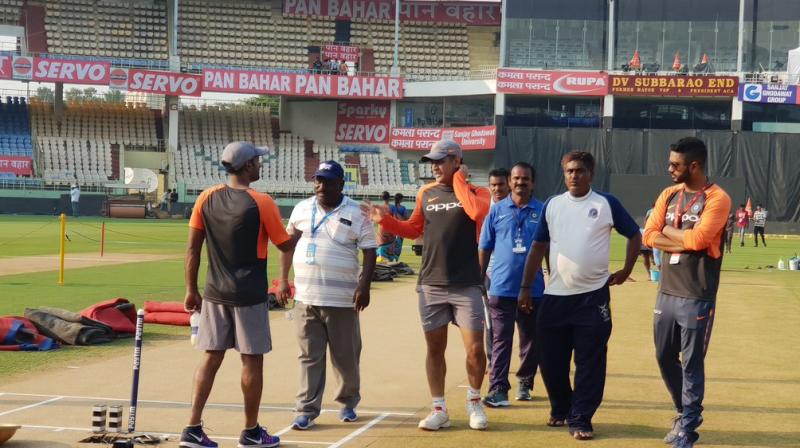 The 37-year-old MS Dhoni, a two-time World Cup-winning former captain now, walked in, saw the pitch and briefly chatted with groundsmen on the eve of the second One-day International between India and West Indies. (Photo: Twitter / BCCI)