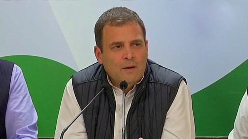 Congress president Rahul Gandhi said his partys victory was a clear message to PM Modi that people are not happy with decisions, including demonetisation and those pertaining to farmers and youth. (Photo: ANI)