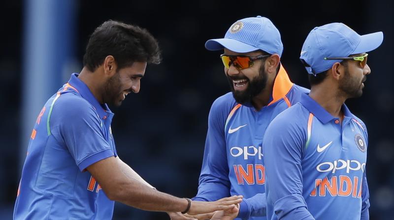 India lead the rubber 1-0 after winning the second one-day international in Port of Spain by 105 runs. The opening match of the series was rained off after only 39 overs of play at the Queens Park Oval.(Photo: AP)