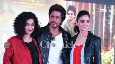 Shah Rukh Khan, Alia Bhatt and Gauri Shinde promoted their film 'Dear Zindagi' in Delhi on Tuesday. (Photo: Viral Bhayani)