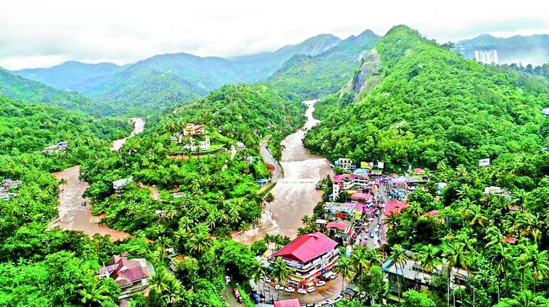 An aerial view of some flood-hit areas in Kerala