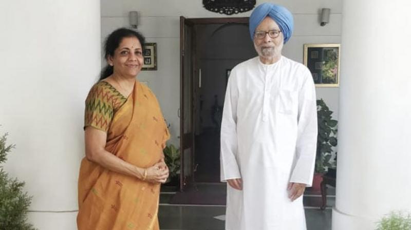 For first time, FM Sitharaman meets Manmohan Singh at his residence in Delhi