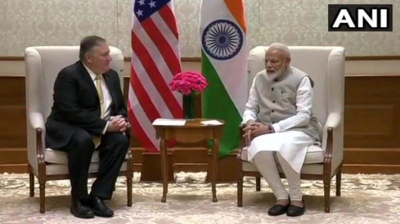 US secretary of state Mike Pompeo and Prime Minister Narendra Modi (Photo: ANI | Twitter)