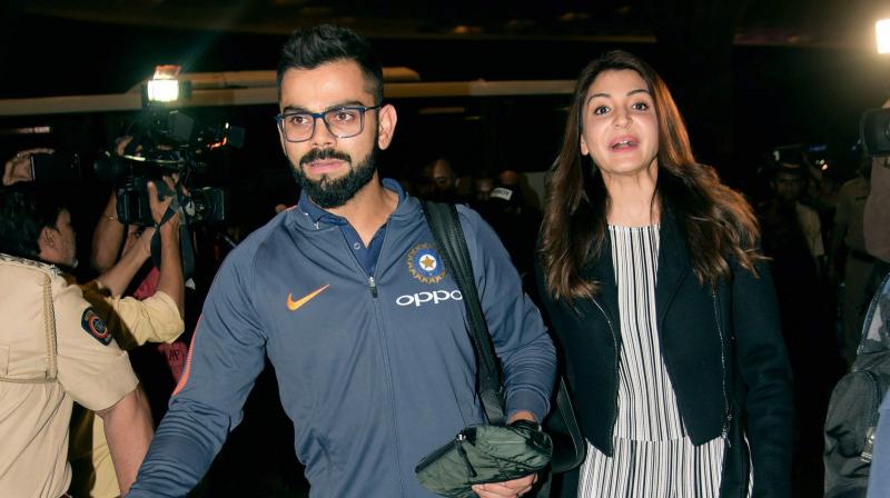 Virat Kohli, accompanied by Anushka Sharma, and the Indian cricket team left for South Africa a day after the couples wedding reception in Mumbai. (Photo: PTI)
