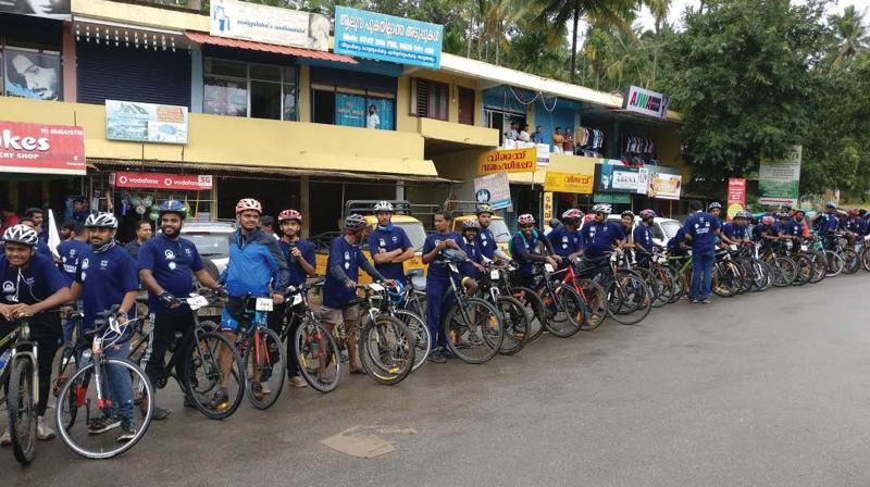 The monsoon cycle rally organised in connection with Wayanad Monsoon Carnival at Kalpetta, Wayanad. (Photo: DC)