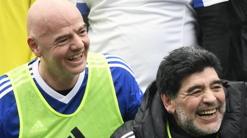 Diego Maradona hailed FIFA as clean and transparent under President Gianni Infantino. (Photo: AP)
