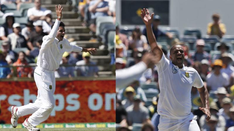 Keshav Maharaj (3-56) and Vernon Philander (4-56) shared seven wickets between themselves to put South Africa in control of the opening Test against Australia in Perth. (Photo: AP)