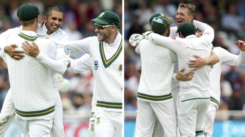 Keshav Maharaj and Chris Morris shared six wickets as South Africa took control of the second Test against England at Trent Bridge. (Photo: AP)