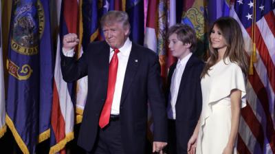 President-elect Donald Trump’s wife Melania Trump and 10-year-old son Barron will move to the White House at the end of the school year. (Photo: AP)