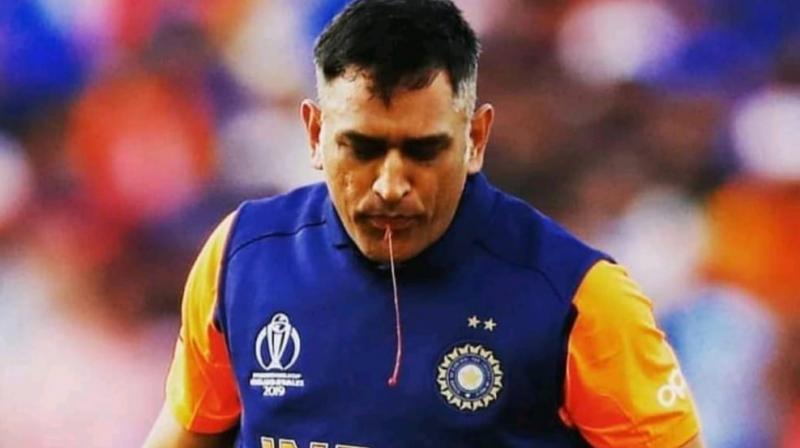 ICC CWC\19: Picture of MS Dhoni spitting out blood goes viral