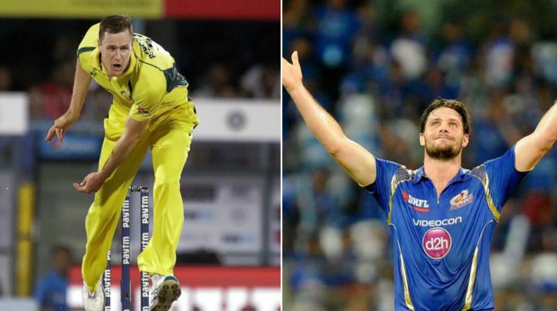 Jason Behrendorff (left) is suffering from a back problem and is being replaced by New Zealand fast bowler Mitchell McClenaghan in Mumbai Indians squad. (Photo: BCCI / AP)