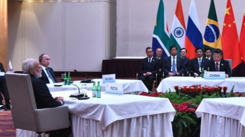 Chinese President Xi Jinping appreciated Indias strong resolve against terrorism and momentum in BRICS. (Photo: MEA Twitter)