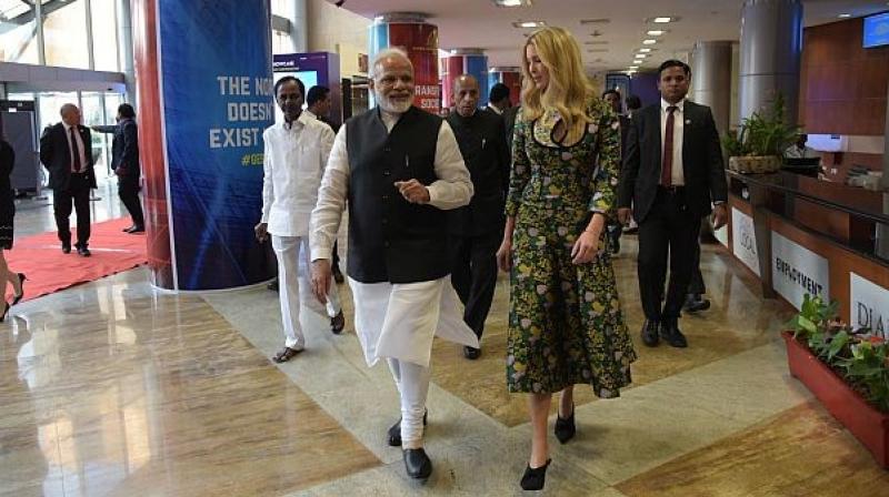 Ivanka Trump and Prime Minister Narendra Modi. (Photo: Twitter/Narendra Modi)